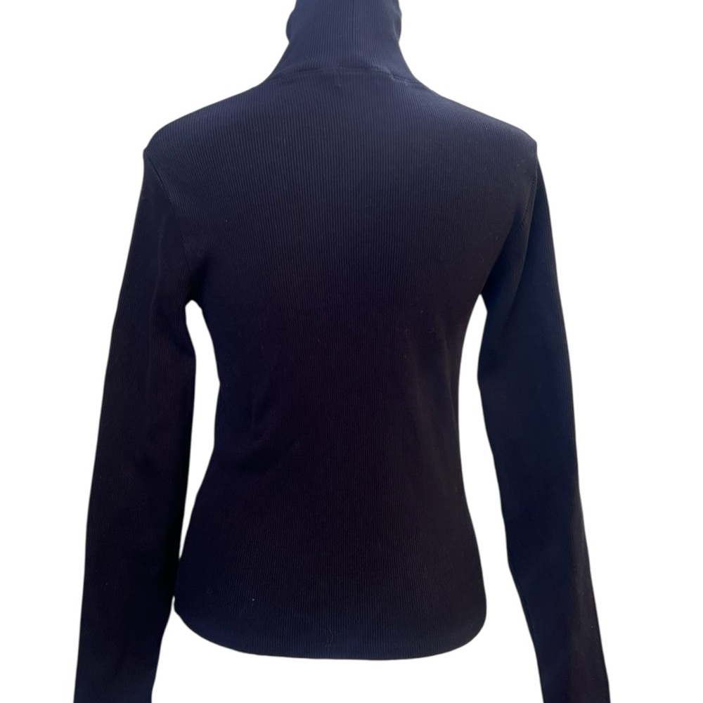 DONNI. Black Ribbed Turtleneck Top - Picture 3 of 7